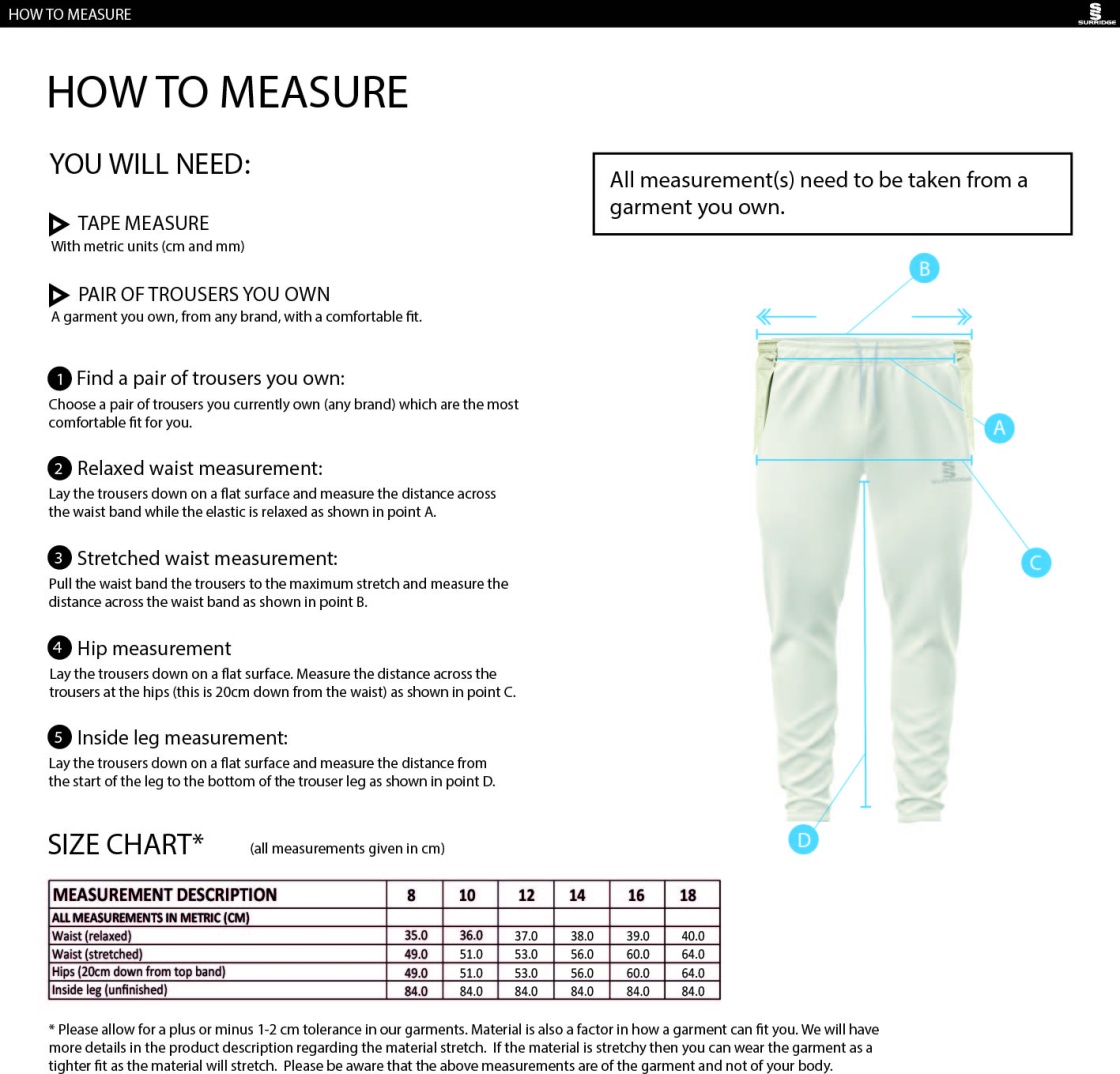 LAKENHEATH CC Ergo Playing Women`s Pant - Size Guide