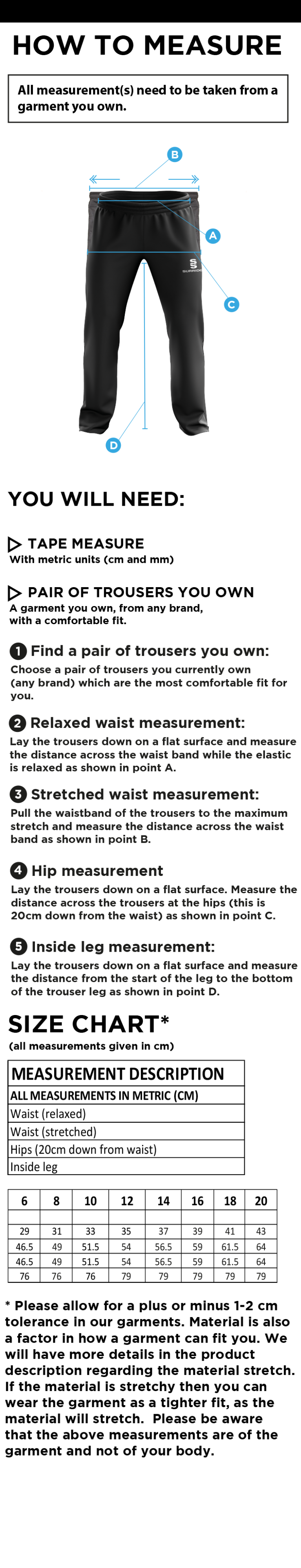 LAKENHEATH CC Classic Tracksuit Pant 3/4 Zip Length Navy Female - Size Guide