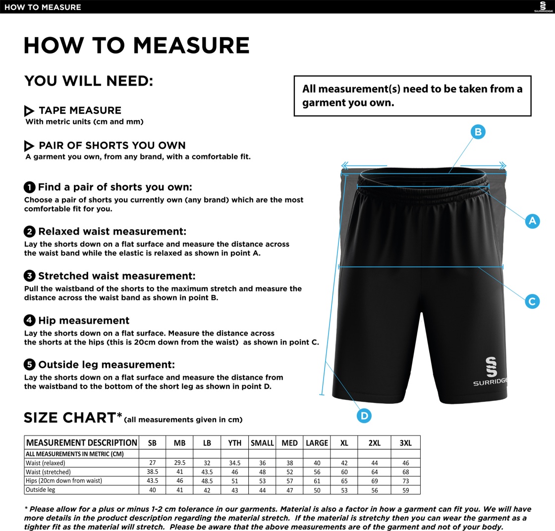Lakenheath CC - Blade Shorts - Size Guide
